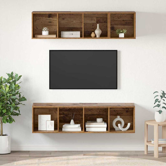 TV Cabinet Set Wall-mounted 3 pcs Old Wood Engineered Wood