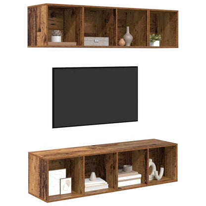 TV Cabinet Set Wall-mounted 3 pcs Old Wood Engineered Wood