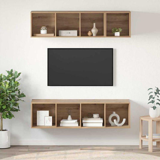 TV Cabinet Set Wall-mounted 3 pcs Artisan Oak Engineered Wood