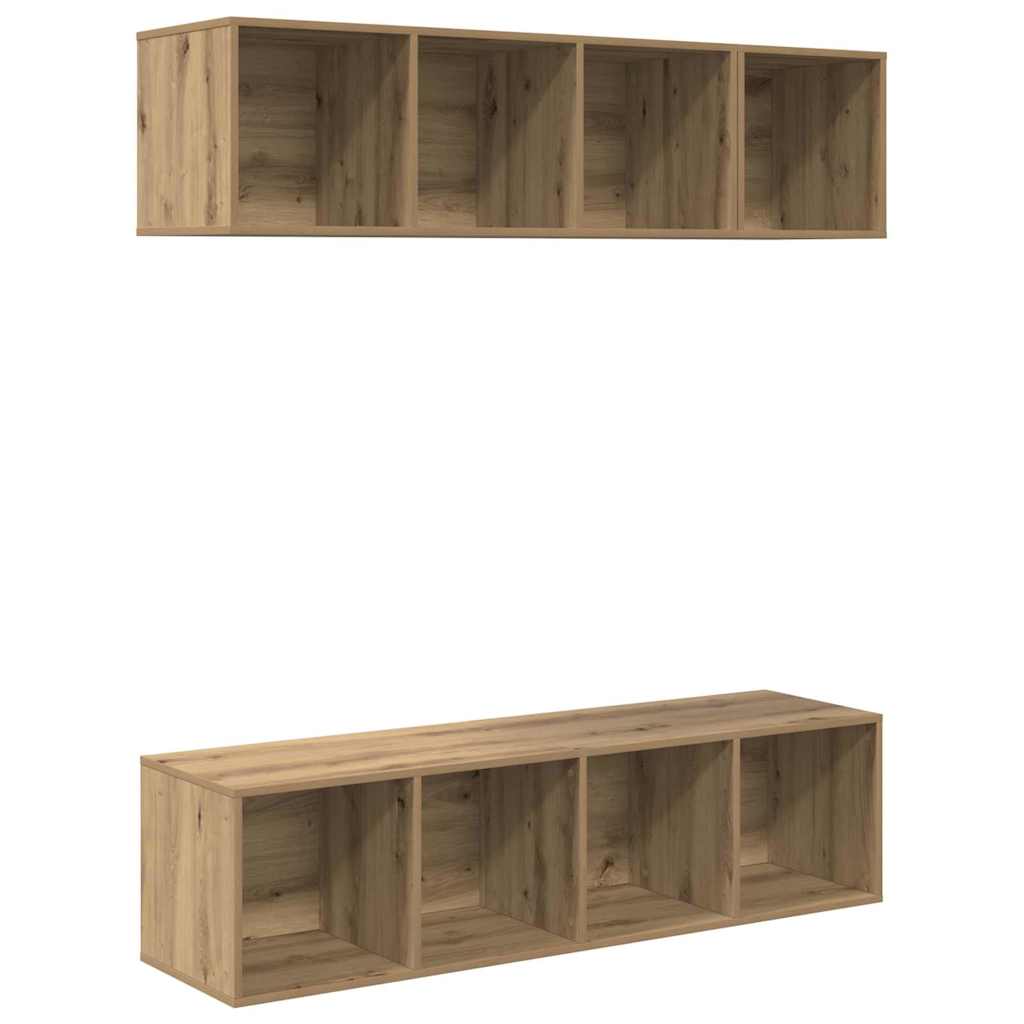 TV Cabinet Set Wall-mounted 3 pcs Artisan Oak Engineered Wood