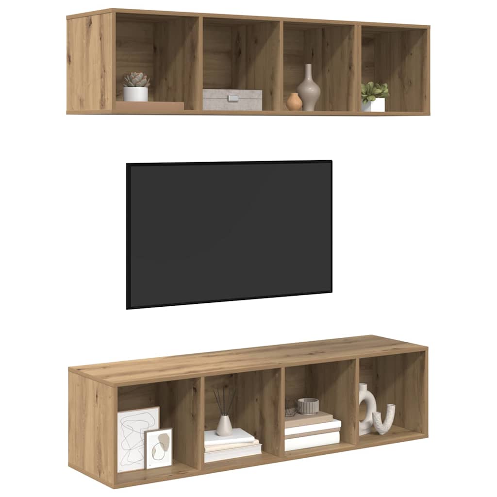 TV Cabinet Set Wall-mounted 3 pcs Artisan Oak Engineered Wood