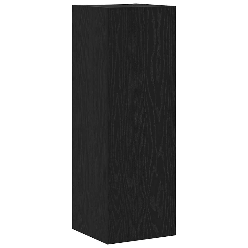 TV Cabinet Set Wall-mounted 4 pcs Black oak Engineered wood