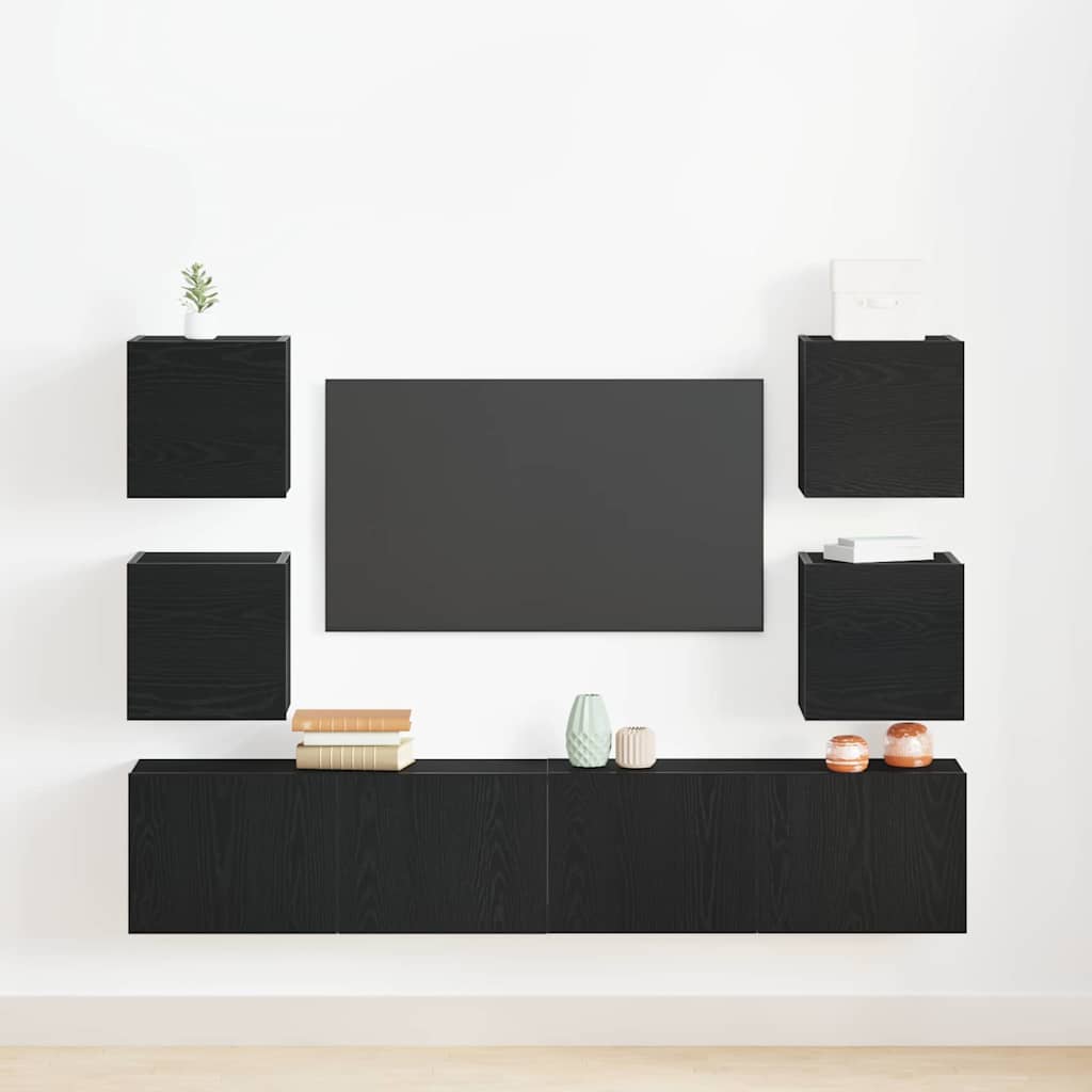 TV Cabinet 6 pcs Black 160 x 30 x 30 cm Engineered wood
