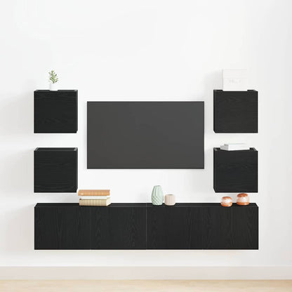 TV Cabinet 6 pcs Black 160 x 30 x 30 cm Engineered wood