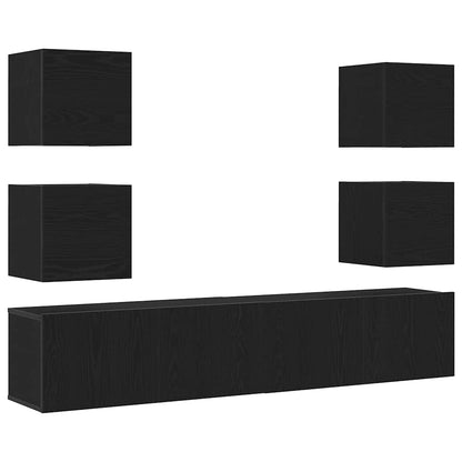 TV Cabinet 6 pcs Black 160 x 30 x 30 cm Engineered wood