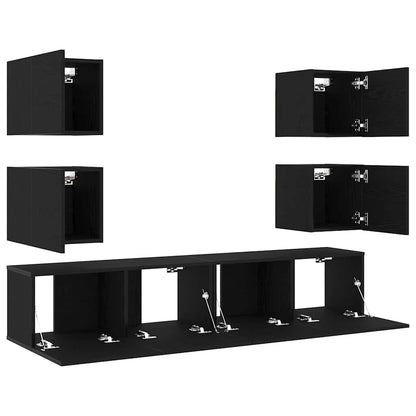 TV Cabinet 6 pcs Black 160 x 30 x 30 cm Engineered wood