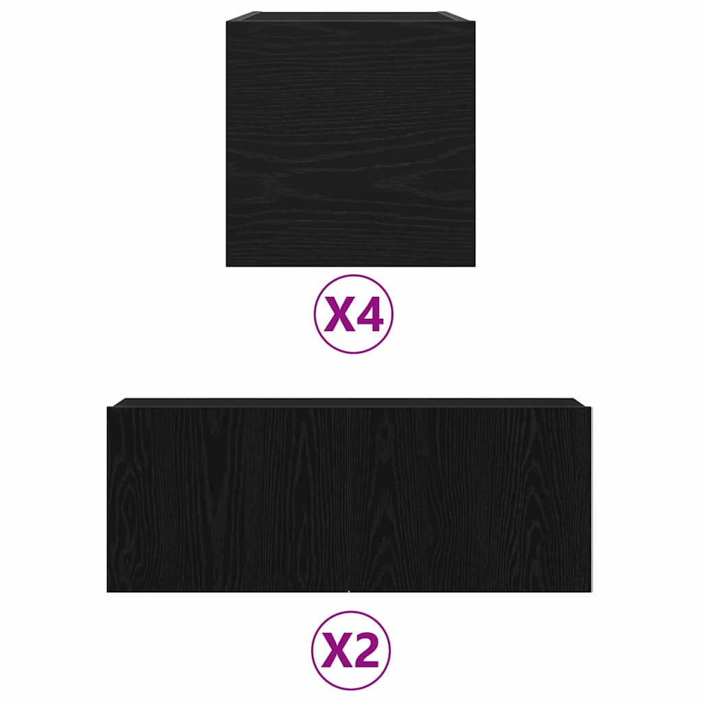 TV Cabinet 6 pcs Black 160 x 30 x 30 cm Engineered wood