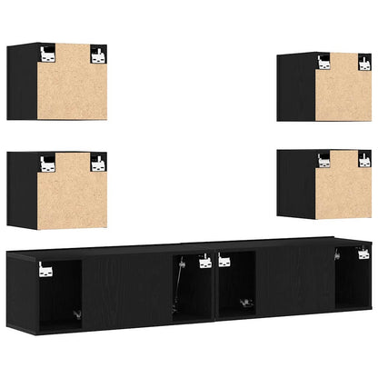 TV Cabinet 6 pcs Black 160 x 30 x 30 cm Engineered wood
