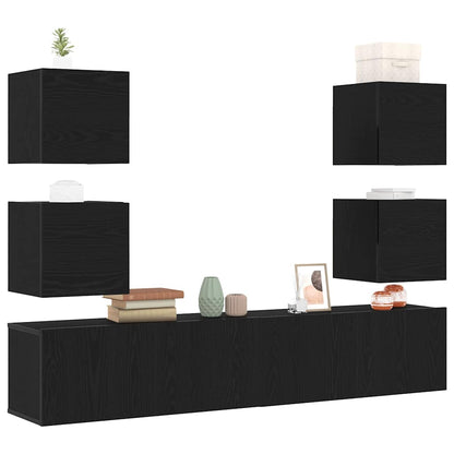 TV Cabinet 6 pcs Black 160 x 30 x 30 cm Engineered wood