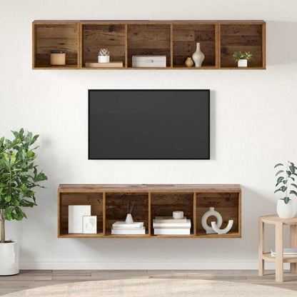 TV Cabinet Set Wall-mounted 4 pcs Old Wood Engineered Wood