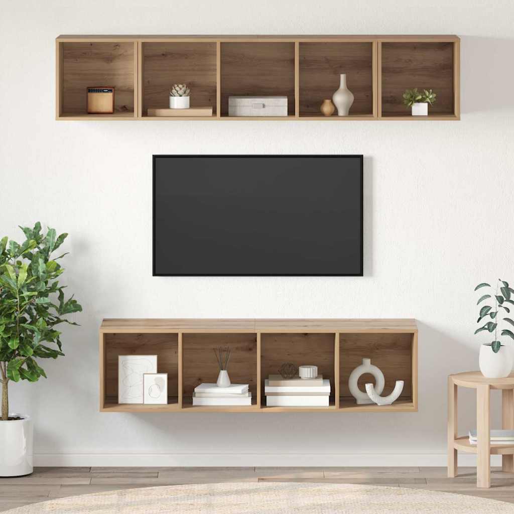 TV Cabinet Set Wall-mounted 4 pcs Artisan Oak Engineered Wood