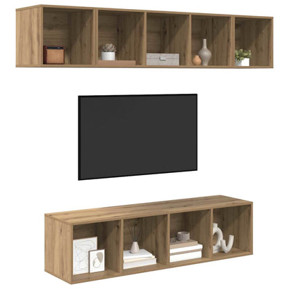 TV Cabinet Set Wall-mounted 4 pcs Artisan Oak Engineered Wood