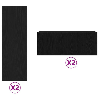 4 Piece TV Cabinet Set Wall-mounted Black Oak Engineered Wood
