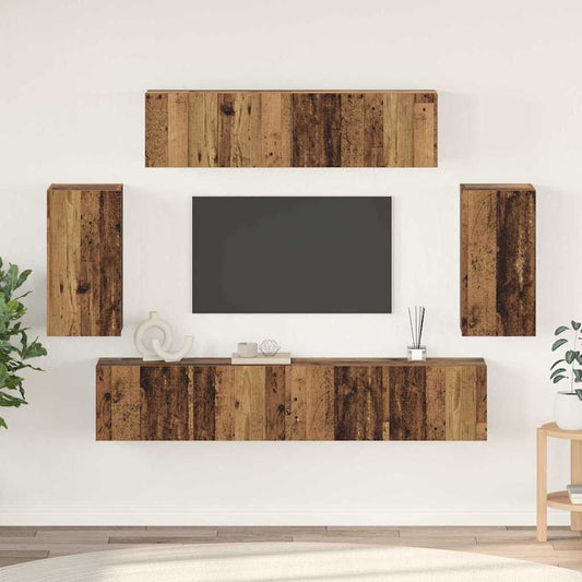 TV Cabinet Set 6 pcs Old wood 80 x 30 x 30 cm Engineered wood