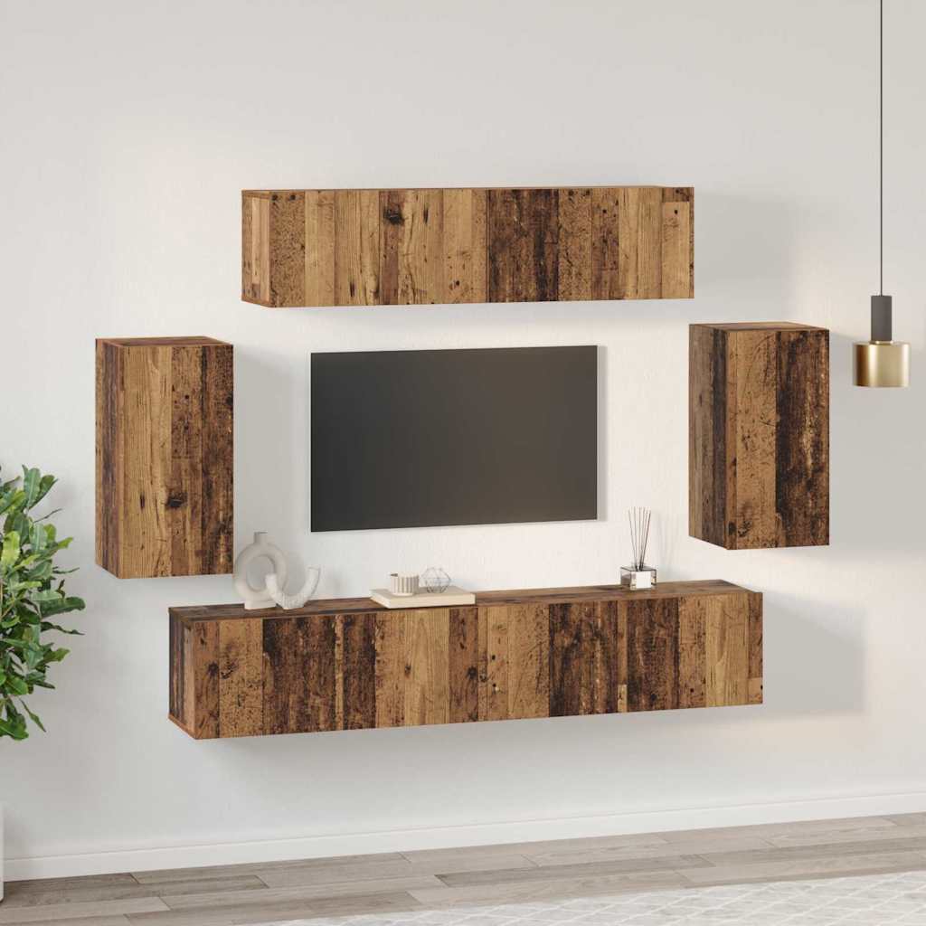TV Cabinet Set 6 pcs Old wood 80 x 30 x 30 cm Engineered wood