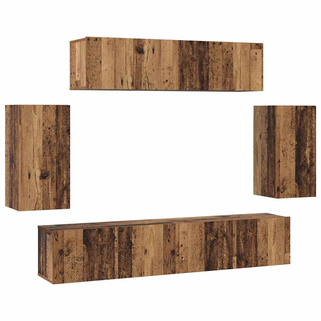 TV Cabinet Set 6 pcs Old wood 80 x 30 x 30 cm Engineered wood