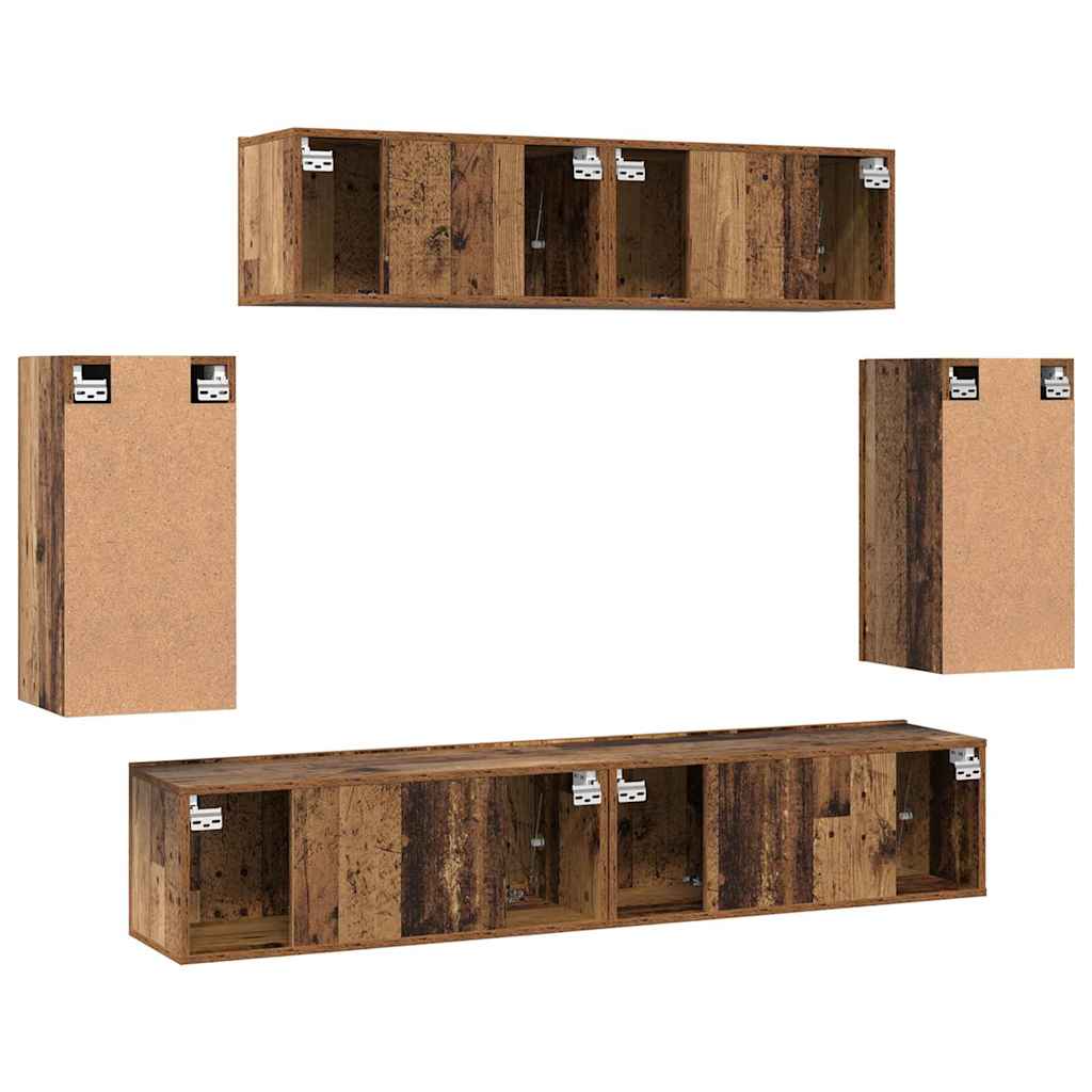 TV Cabinet Set 6 pcs Old wood 80 x 30 x 30 cm Engineered wood