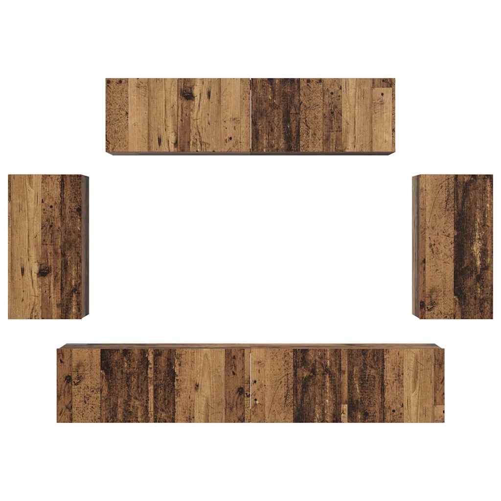 TV Cabinet Set 6 pcs Old wood 80 x 30 x 30 cm Engineered wood