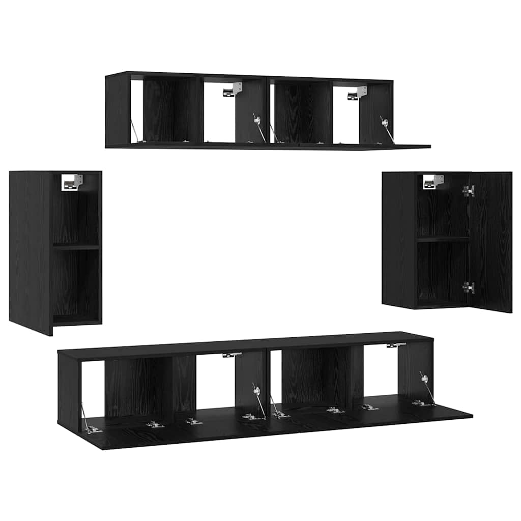 TV Cabinet Set 6 pcs Black oak 80 x 30 x 30 cm Engineered wood