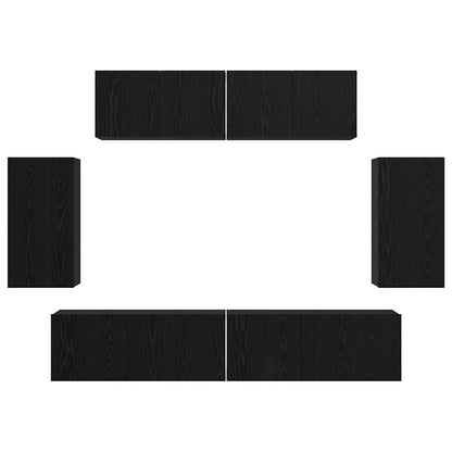 TV Cabinet Set 6 pcs Black oak 80 x 30 x 30 cm Engineered wood