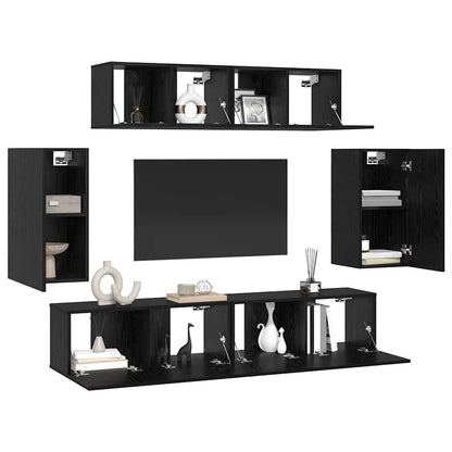 TV Cabinet Set 6 pcs Black oak 80 x 30 x 30 cm Engineered wood