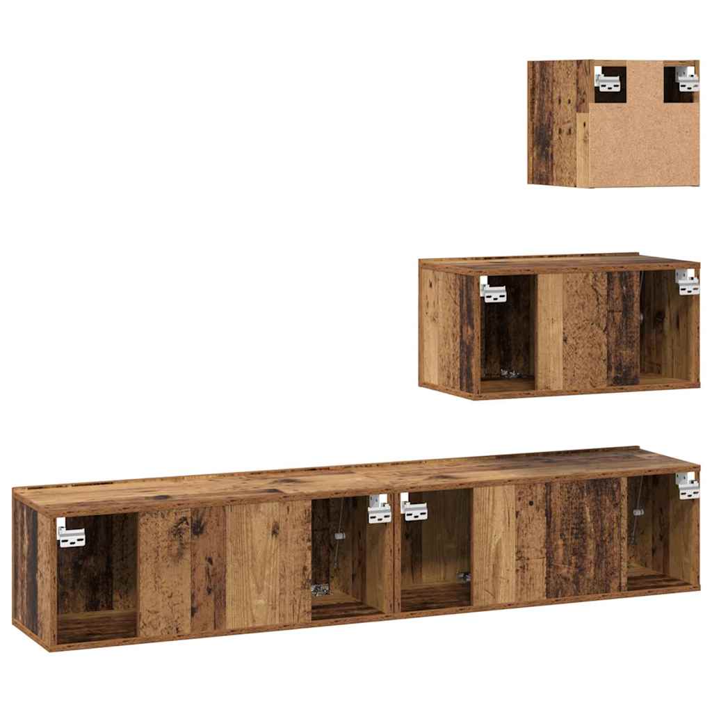 TV Cabinet Set 4 pcs Old wood 80 x 30 x 30 cm Engineered wood