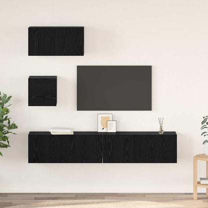 TV Cabinet Set 4 pcs Black oak 80 x 30 x 30 cm Engineered wood