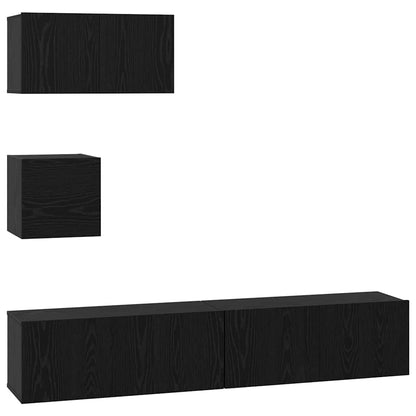 TV Cabinet Set 4 pcs Black oak 80 x 30 x 30 cm Engineered wood