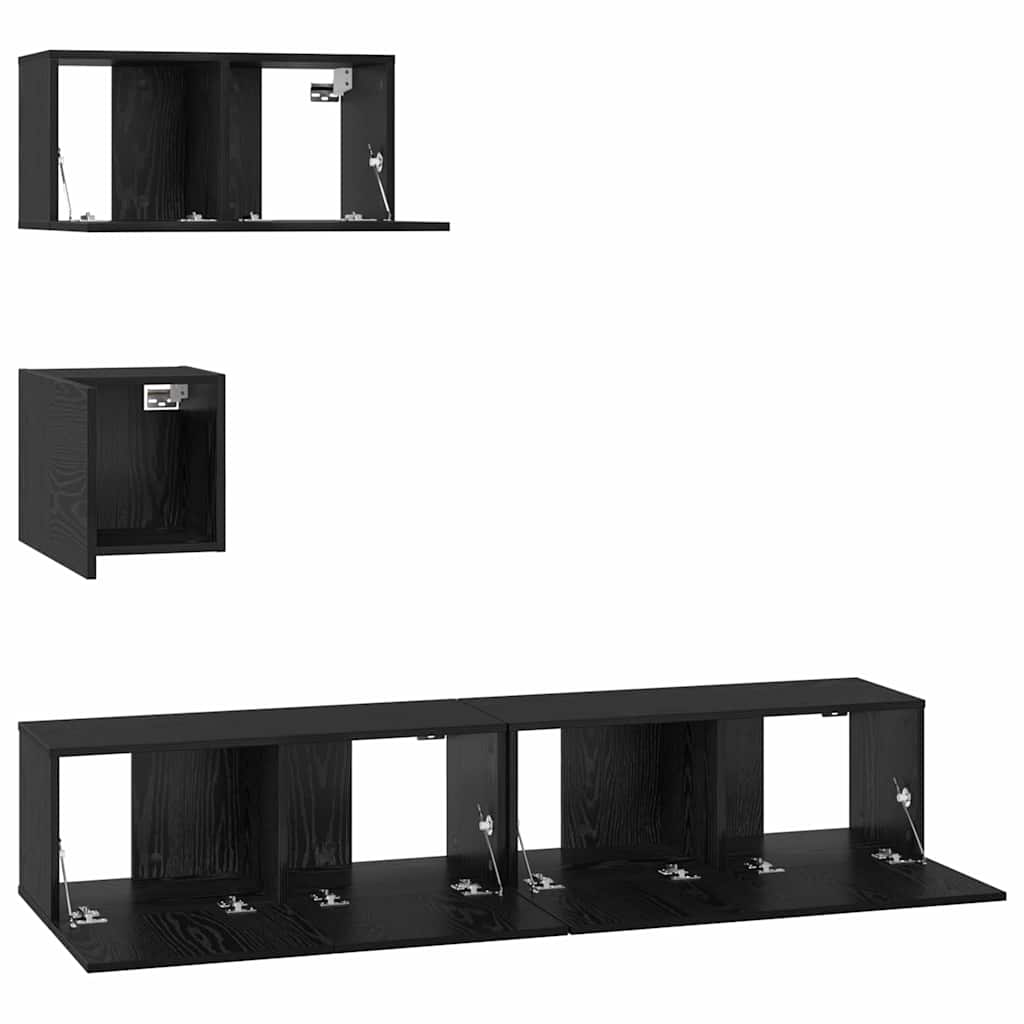 TV Cabinet Set 4 pcs Black oak 80 x 30 x 30 cm Engineered wood