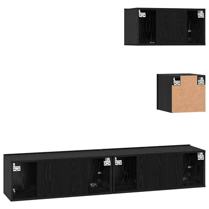 TV Cabinet Set 4 pcs Black oak 80 x 30 x 30 cm Engineered wood