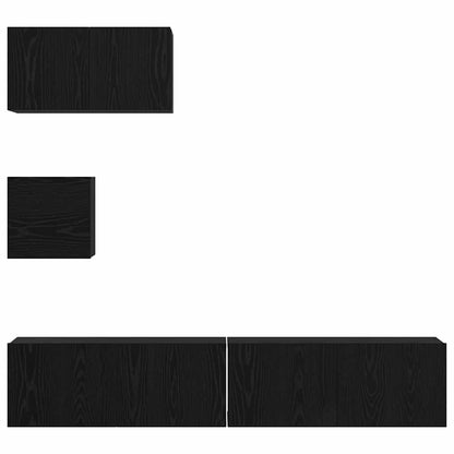 TV Cabinet Set 4 pcs Black oak 80 x 30 x 30 cm Engineered wood