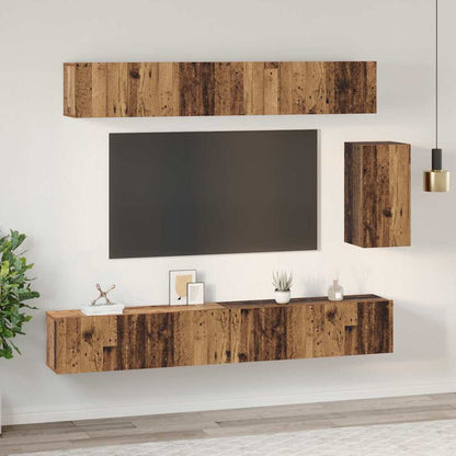 TV Cabinet Set 6 pcs Old wood 100 x 30 x 30 cm Engineered wood