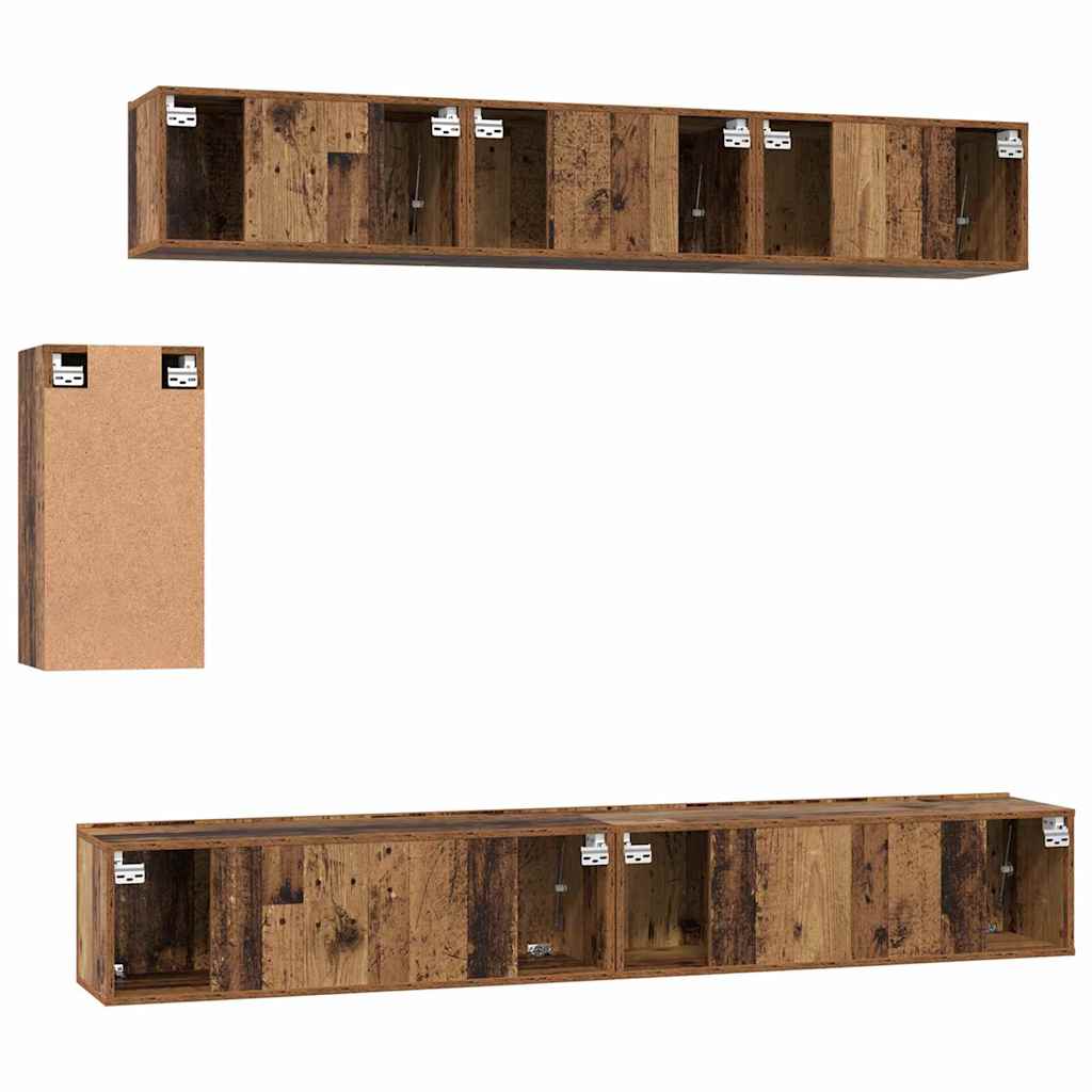 TV Cabinet Set 6 pcs Old wood 100 x 30 x 30 cm Engineered wood