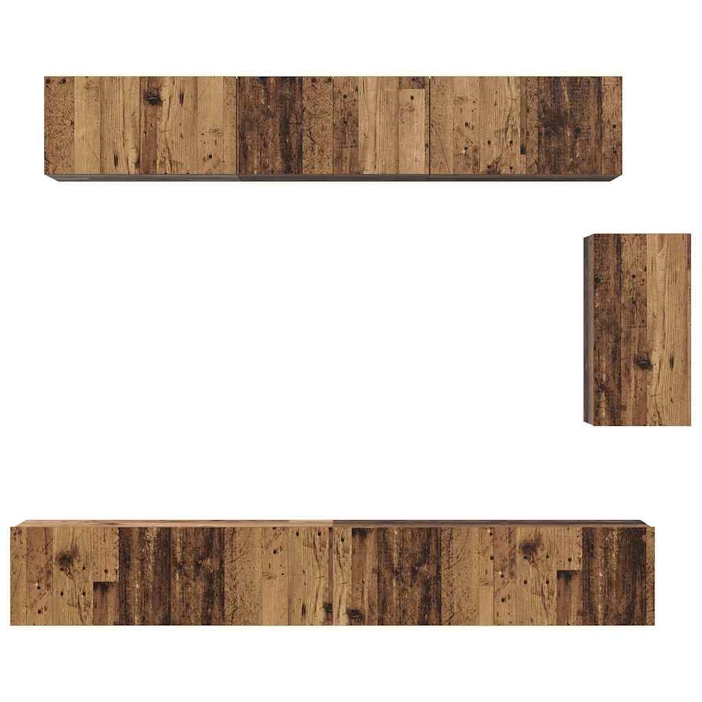 TV Cabinet Set 6 pcs Old wood 100 x 30 x 30 cm Engineered wood