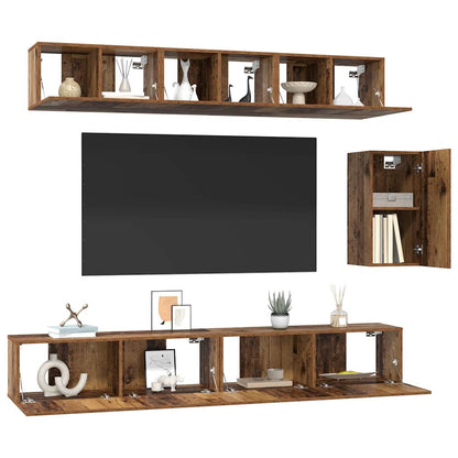 TV Cabinet Set 6 pcs Old wood 100 x 30 x 30 cm Engineered wood