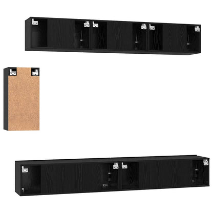 TV Cabinet Set 6 pcs Black oak 100 x 30 x 30 cm Engineered wood