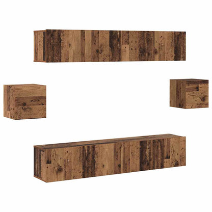 TV Cabinet Set Wall-mounted 6 pcs Old wood 80 x 30 x 30 cm Wood
