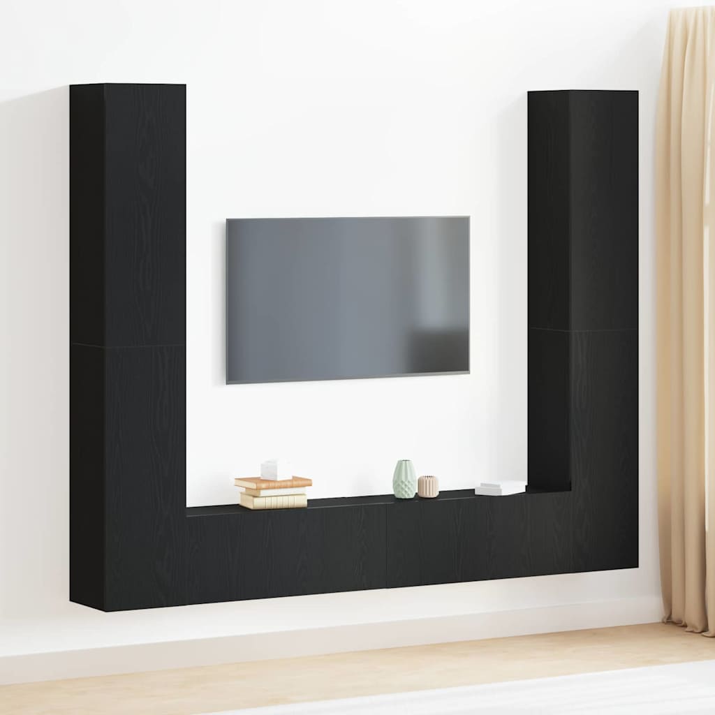 TV Cabinet 6 pcs Black 80 x 30 x 30 cm Engineered wood