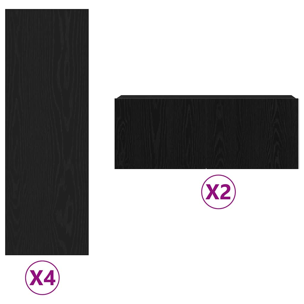 TV Cabinet 6 pcs Black 80 x 30 x 30 cm Engineered wood