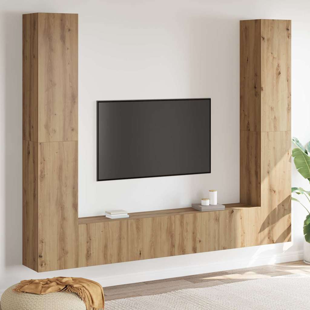 TV Cabinet 6 pcs Brown 221 x 30 x 180 cm Engineered wood