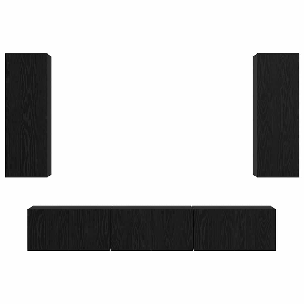TV Cabinet Set 5 pcs Black oak Medium 30.5 x 30 x 90 cm