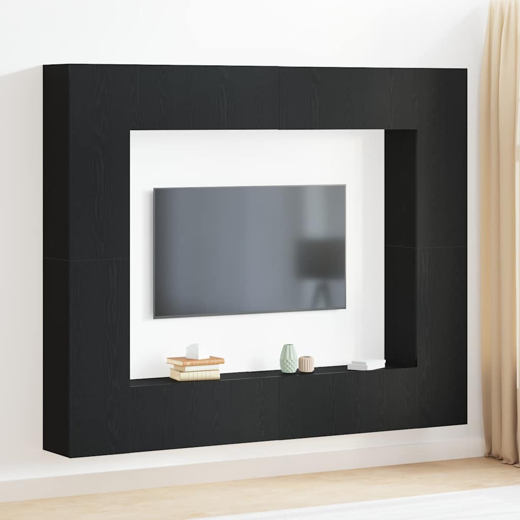 TV Cabinet 8 pcs Black 221 x 30 x 180 cm Engineered wood