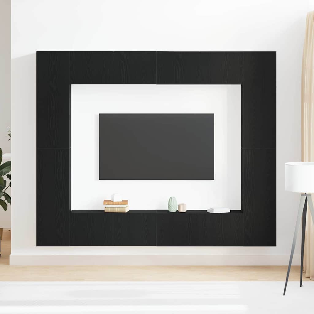 TV Cabinet 8 pcs Black 221 x 30 x 180 cm Engineered wood