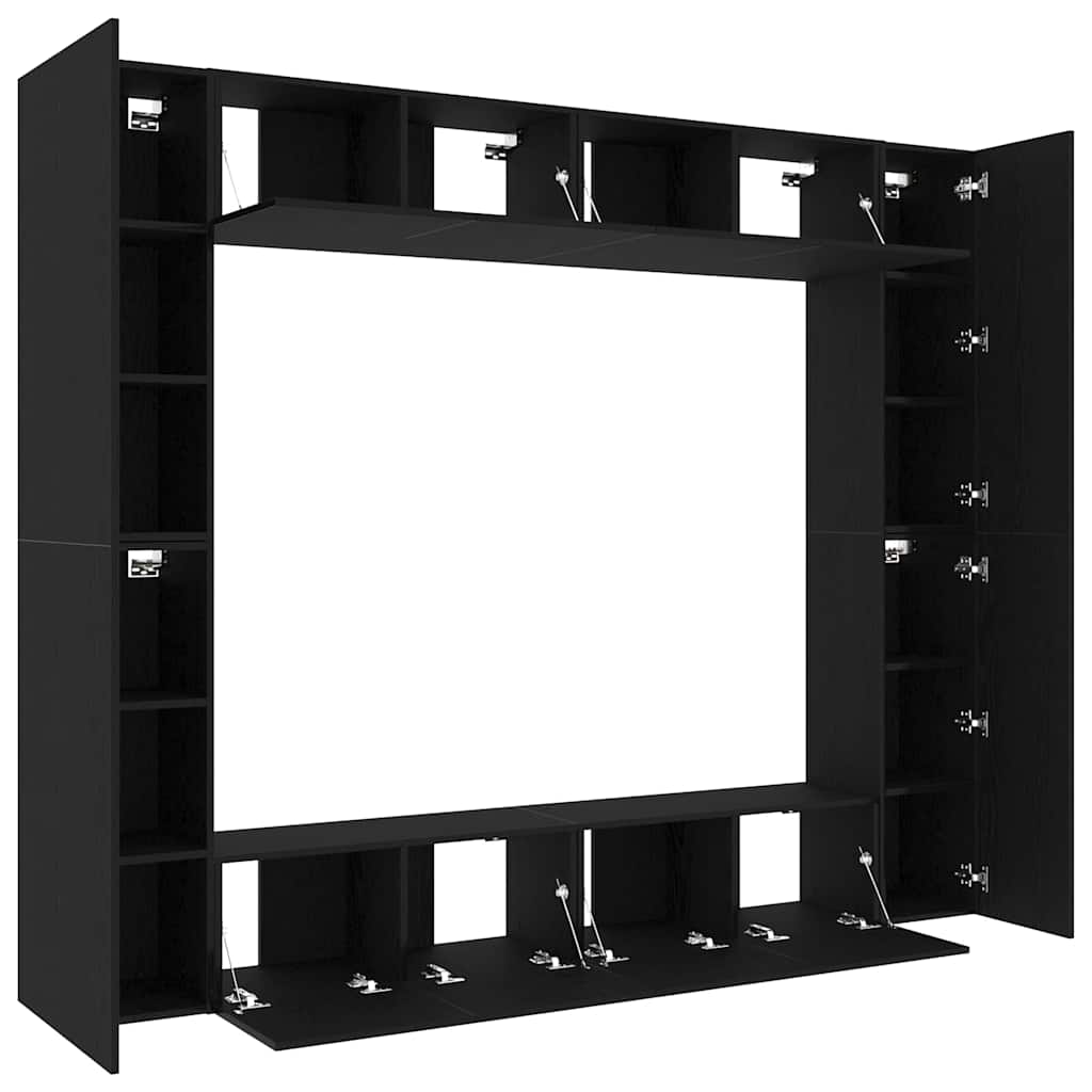 TV Cabinet 8 pcs Black 221 x 30 x 180 cm Engineered wood