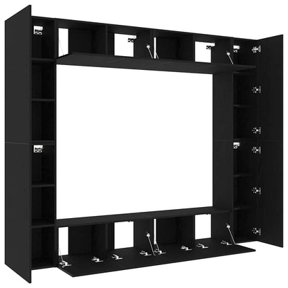 TV Cabinet 8 pcs Black 221 x 30 x 180 cm Engineered wood