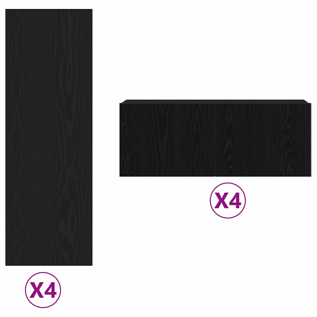 TV Cabinet 8 pcs Black 221 x 30 x 180 cm Engineered wood
