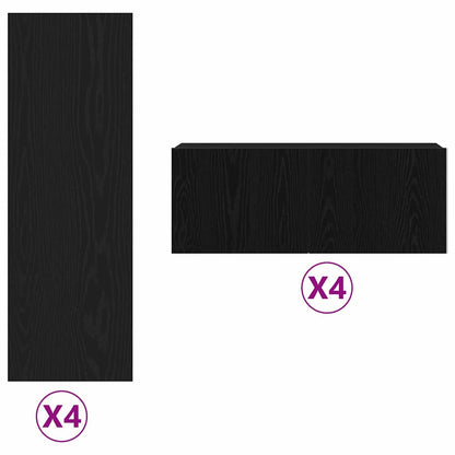 TV Cabinet 8 pcs Black 221 x 30 x 180 cm Engineered wood