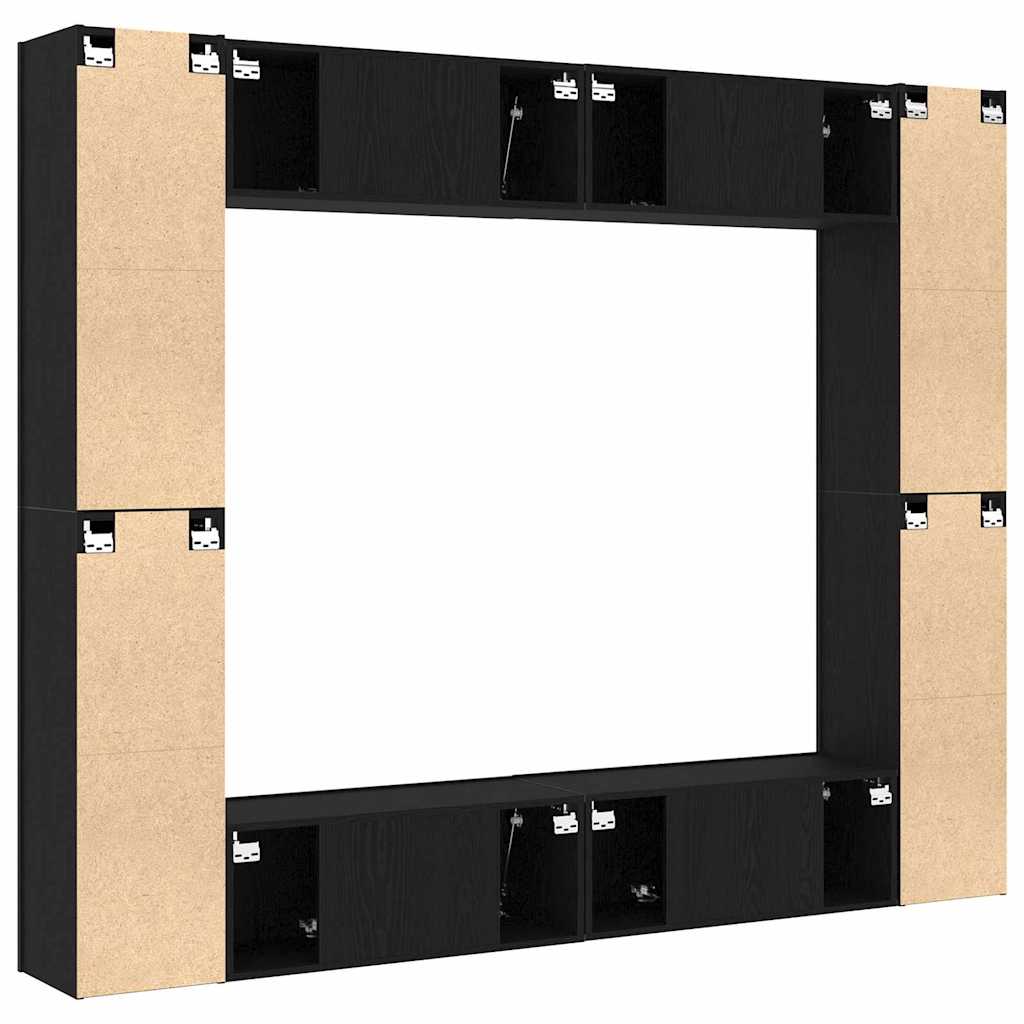 TV Cabinet 8 pcs Black 221 x 30 x 180 cm Engineered wood