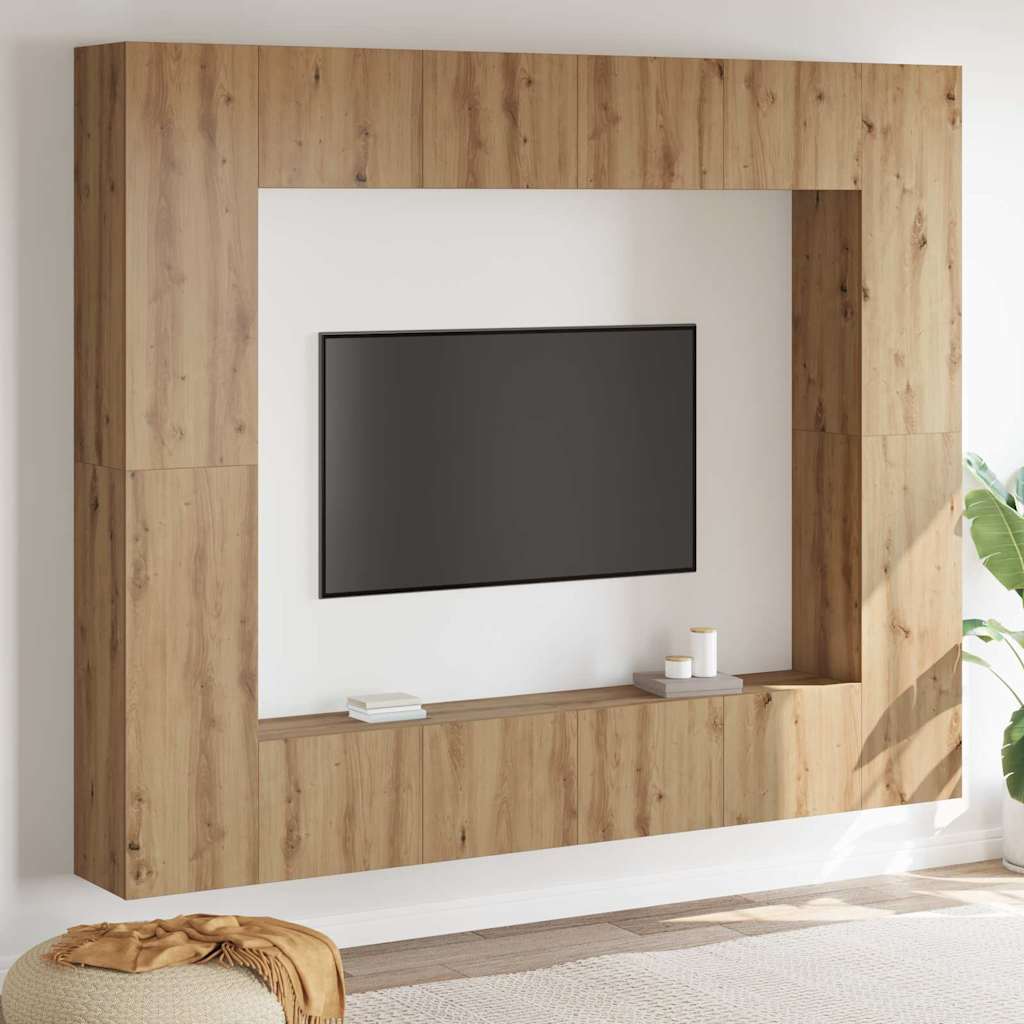 TV Cabinet 8 pcs Brown 221 x 30 x 180 cm Engineered wood