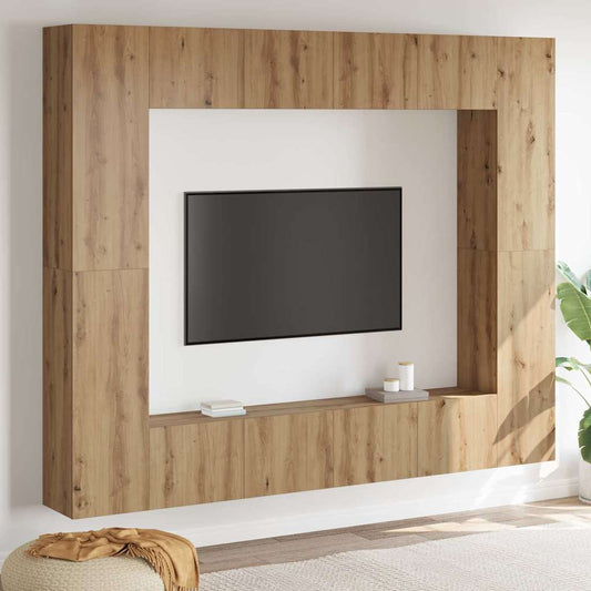 TV Cabinet 8 pcs Brown 221 x 30 x 180 cm Engineered wood